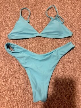 SHEIN Light Blue Bikini Set - Triangle Top & High-Cut Bottoms